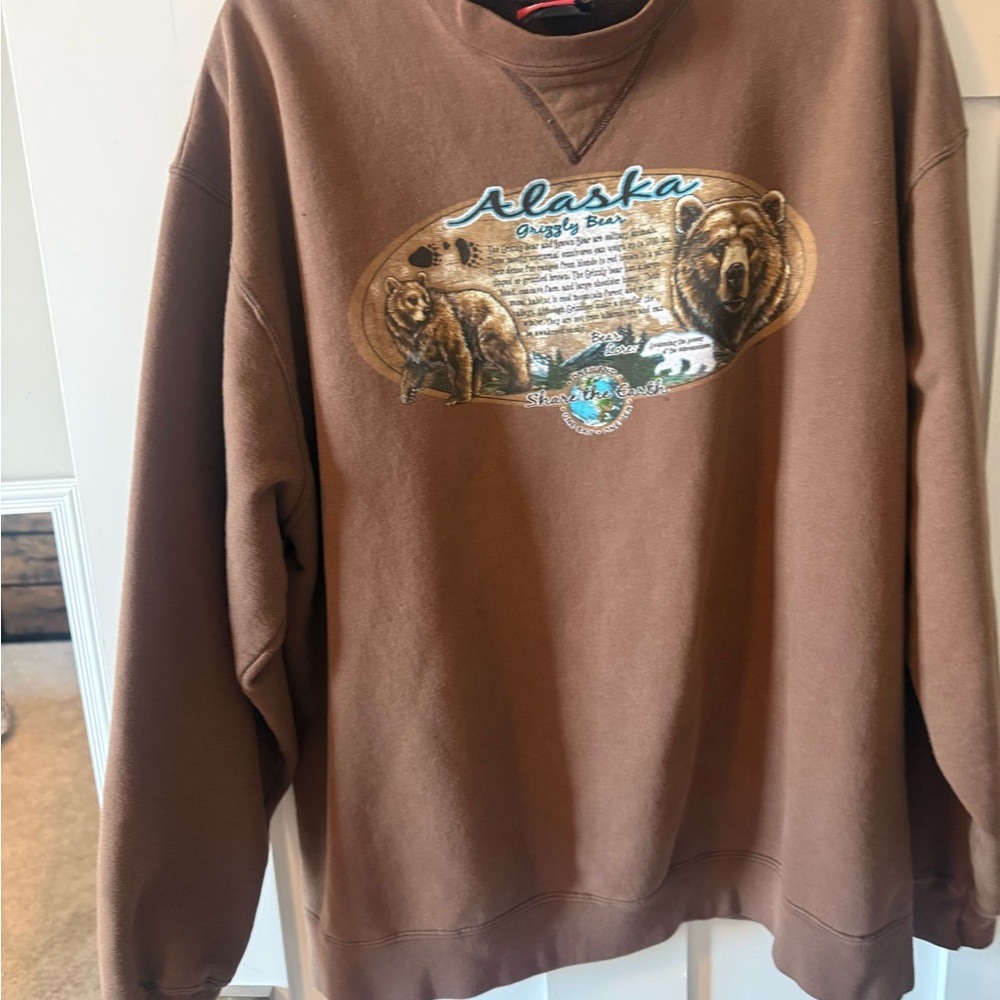 Alaska Grizzly Bear Brown Long Sleeve Shirt